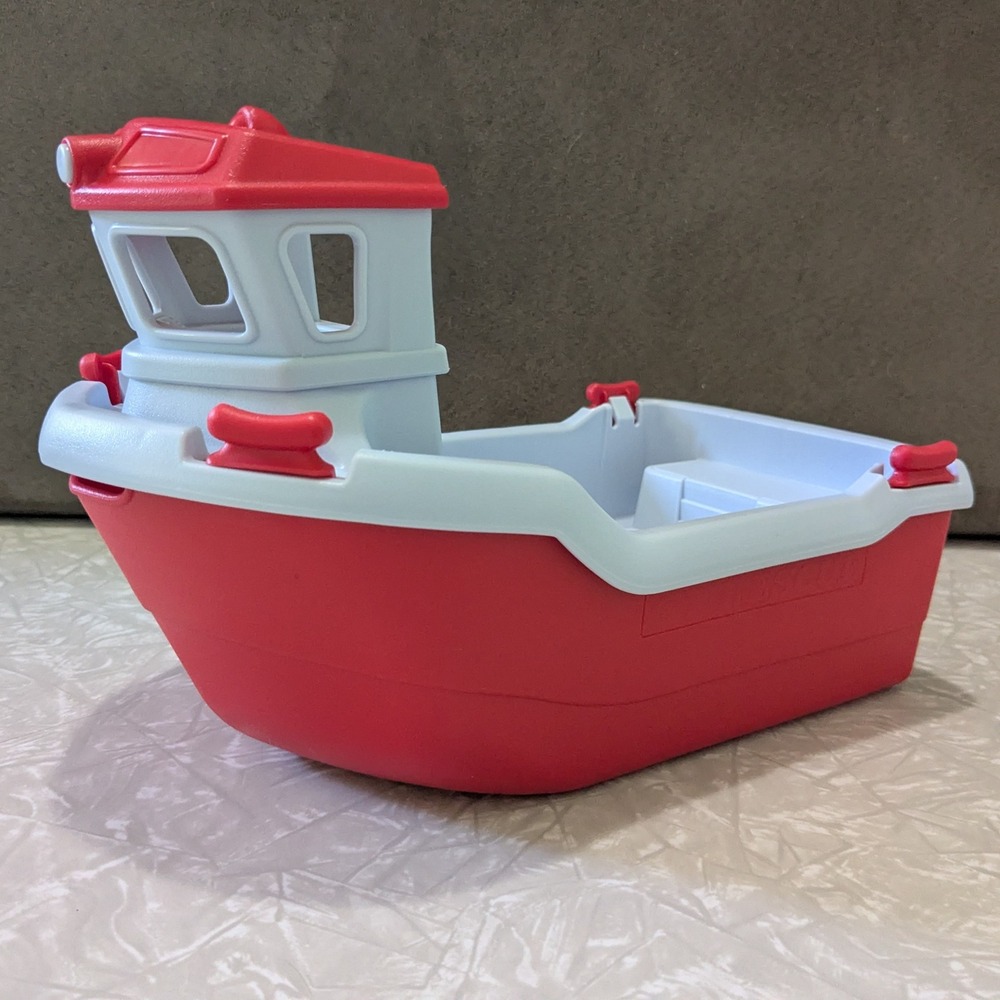 Green Toys Rescue Boat Red White Recycled Plastic Bath Water Toy Kids